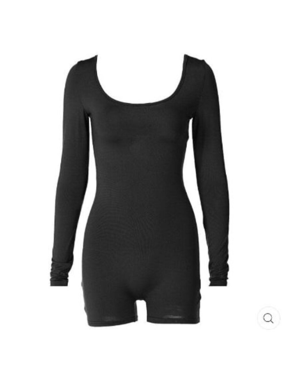 Long Sleeve U Neck Lace Up Backless Solid Romper Size S Black Yoga Leotard Sport